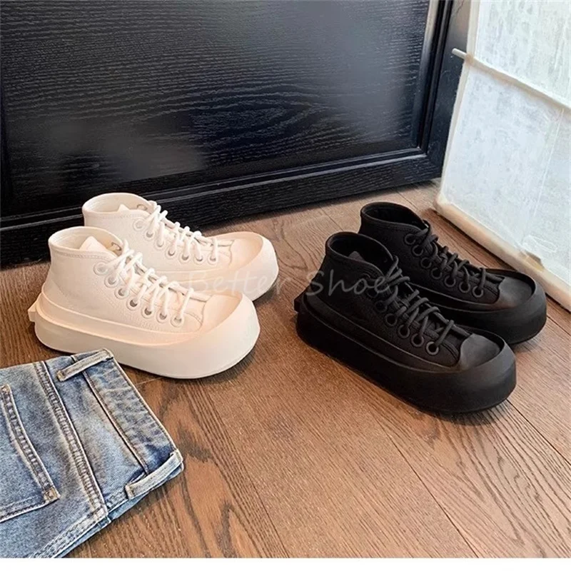 Big Round Toe Thick Soled High Top Shoes Black White Canvas Shoes for Women Men Autumn Casual Sport Shoes Designer Canvas Shoes
Big Round Toe Thick Soled High Top Shoes Black White Canvas Shoes for Women Men Autumn Casual Sport Shoes Designer Canvas Shoes