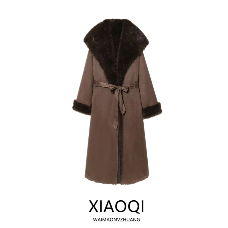 Winter 2025 New Women's Long Coat Jaet Faux Fur Effect Belted Outerwear Ele Sli Ladies' Woolen Coat 358240
Winter 2025 New Women's Long Coat Jaet Faux Fur Effect Belted Outerwear Ele Sli Ladies' Woolen Coat 358240
