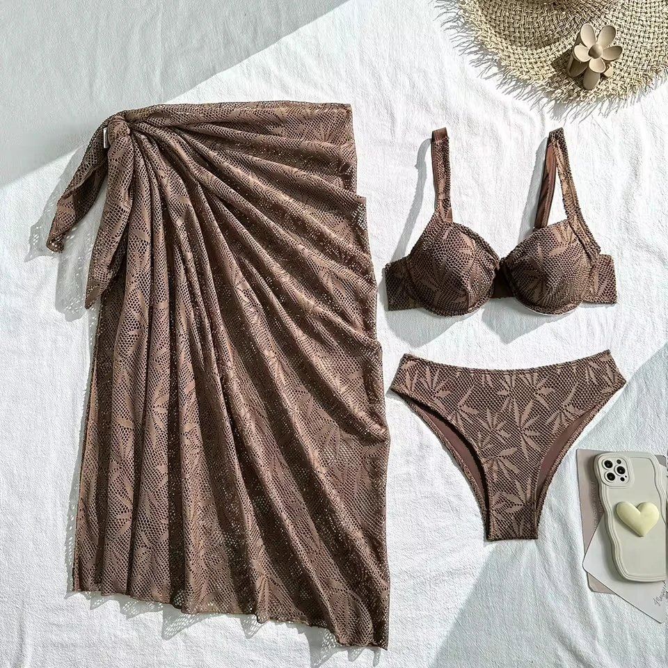 With Sarong Underwired Bikini Female Swimsuit Women Swimwear Three-pieces Bikini set Brazilian Bather Bathing Suit Swim
With Sarong Underwired Bikini Female Swimsuit Women Swimwear Three-pieces Bikini set Brazilian Bather Bathing Suit Swim