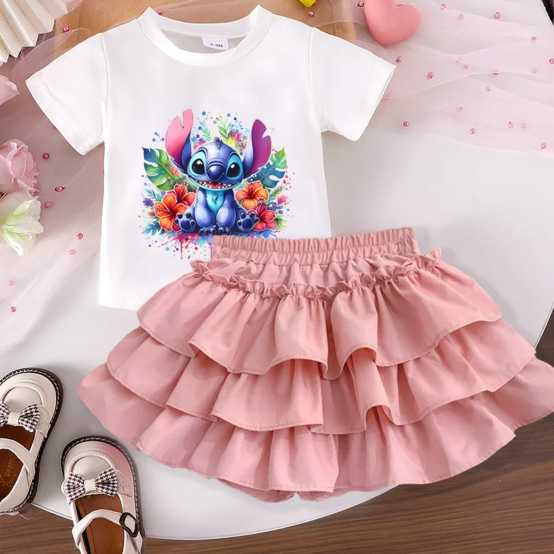 Stitch Disney Girl Summer Kids T-shirt Cake Skirts Print Tops Ruffles Pleated Skirt Set Jk Dresses Children Clothing Outfit Gift
Stitch Disney Girl Summer Kids T-shirt Cake Skirts Print Tops Ruffles Pleated Skirt Set Jk Dresses Children Clothing Outfit Gift