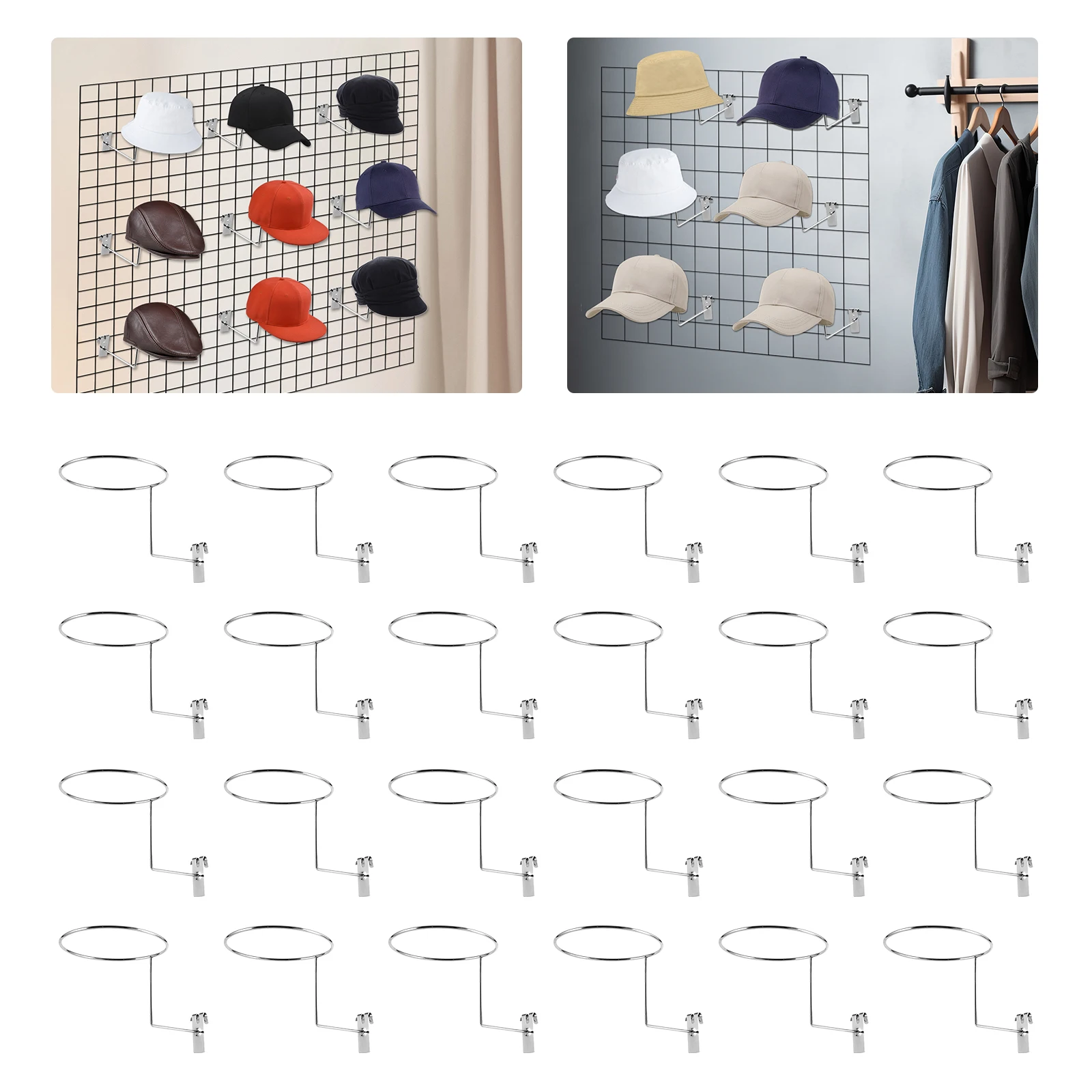 Durable Hat Rack Hooks, 24-Piece Set, Ideal for Storing and Displaying Hats, Easy to Install on Grid Walls, Space-Saving Design
Durable Hat Rack Hooks, 24-Piece Set, Ideal for Storing and Displaying Hats, Easy to Install on Grid Walls, Space-Saving Design