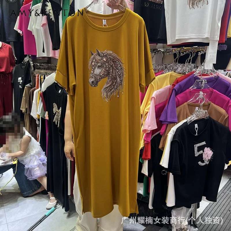 American Style Heavy Rhinestone Cartoon Y2k Anime Design Loose Short Sleeved T-shirt Dress Women's Summer Trendy Casual Dresses
American Style Heavy Rhinestone Cartoon Y2k Anime Design Loose Short Sleeved T-shirt Dress Women's Summer Trendy Casual Dresses