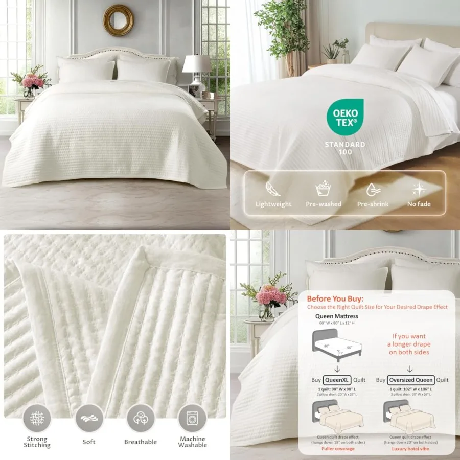 Quilt Set 98x98 Soft Washed 3-Layer Lightweight Bedspread, Minimalist Nordic Design, All-Season Spring Summer Quilt Set 1 Quilt
Quilt Set 98x98 Soft Washed 3-Layer Lightweight Bedspread, Minimalist Nordic Design, All-Season Spring Summer Quilt Set 1 Quilt