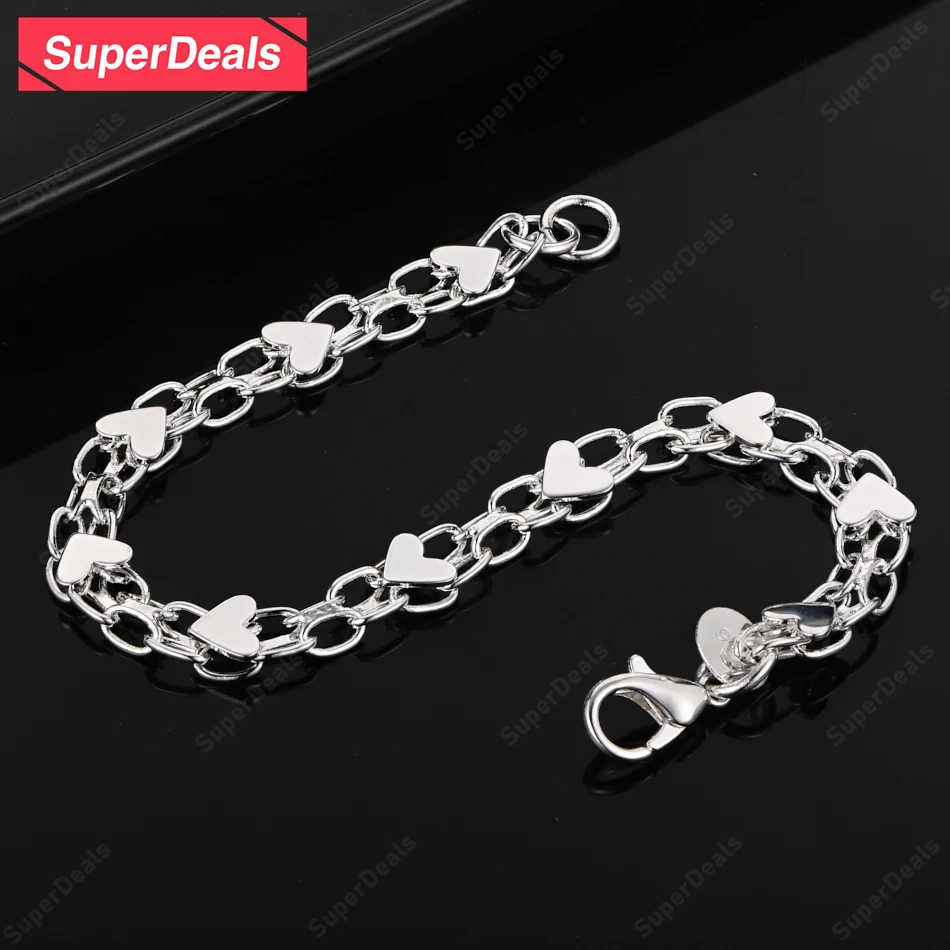 SuperDeals 925 Sterling Silver Solid Heart Couple Bracelet Women Charm Engagement Wedding Party Gift Jewelry Hand Chain
SuperDeals 925 Sterling Silver Solid Heart Couple Bracelet Women Charm Engagement Wedding Party Gift Jewelry Hand Chain