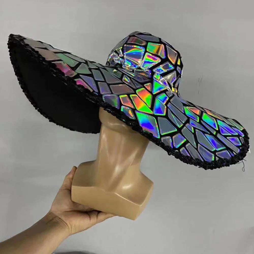 Fashion Sparkling Sequined Wide Brim Hat Women Jazz Dance Hats Personality Cap Nightclub DJ Singer Stage Accessories
Fashion Sparkling Sequined Wide Brim Hat Women Jazz Dance Hats Personality Cap Nightclub DJ Singer Stage Accessories