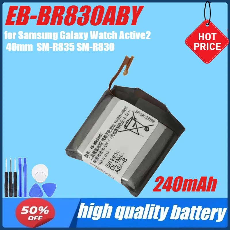 240mAh EB-BR830ABY Battery for Samsung Galaxy Watch Active2 40mm SM-R835 SM-R830 with Tools
240mAh EB-BR830ABY Battery for Samsung Galaxy Watch Active2 40mm SM-R835 SM-R830 with Tools