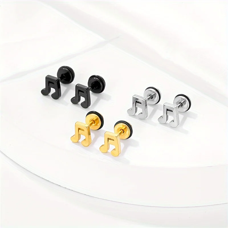 1 Pair Chic Unisex Fashion Stainless Steel Music Note Flat Screw Back Stud Earrings for Men Women Daily Wear Piercing Jewelry
1 Pair Chic Unisex Fashion Stainless Steel Music Note Flat Screw Back Stud Earrings for Men Women Daily Wear Piercing Jewelry