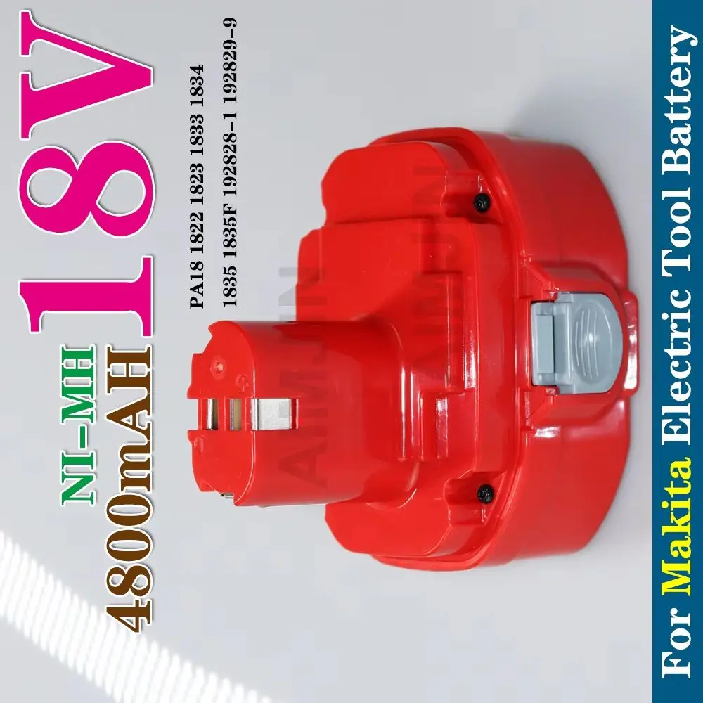 For Makita PA18 Rechargeable Ni-MH Battery 18V 4800mAh Compatible with Models 1834 1835 192827-3 192829-9 193159-1 193140-
For Makita PA18 Rechargeable Ni-MH Battery 18V 4800mAh Compatible with Models 1834 1835 192827-3 192829-9 193159-1 193140-