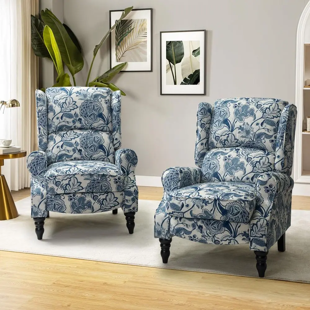 Upholstered Wingback Recliner Chair Set of 2, Small Adjustable Footrest Push Back Single Reclining Sofa, Mid Century Modern Lou
Upholstered Wingback Recliner Chair Set of 2, Small Adjustable Footrest Push Back Single Reclining Sofa, Mid Century Modern Lou