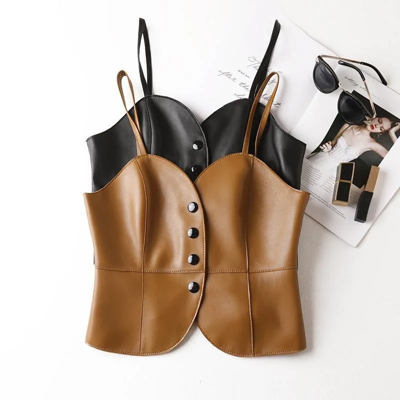 PU teen Girls top vest Leather Strap Short Versatile Sleeveless Leather Tank Top Children Single breasted Layup 3-15 kid clothes
PU teen Girls top vest Leather Strap Short Versatile Sleeveless Leather Tank Top Children Single breasted Layup 3-15 kid clothes