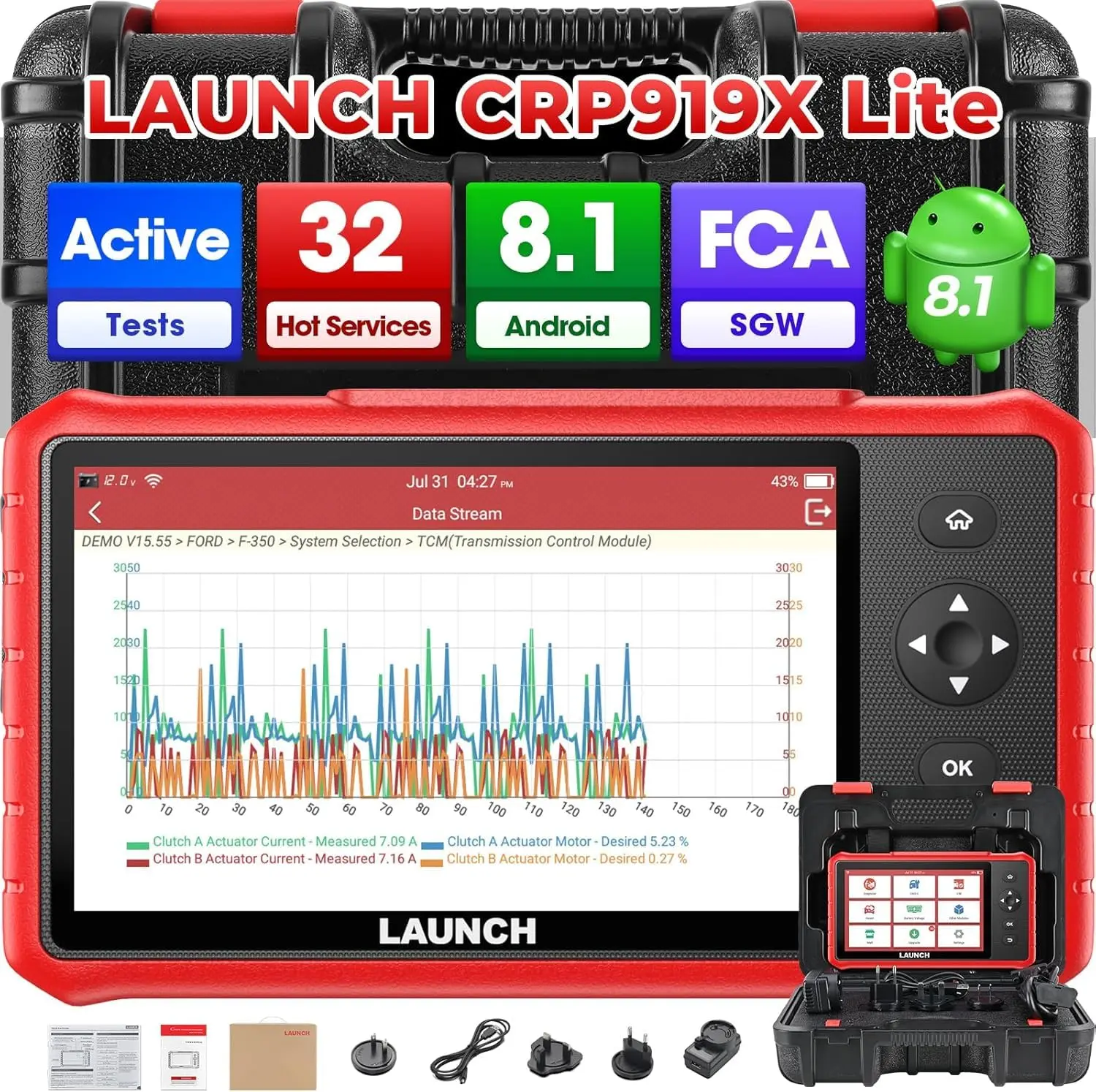 Launch CRP919X Lite Bi-Directional Diagnostic Tool, 2026 New FCA AutoAuth Access, 32+ Reset Services, All System Scan, Injector Coding, OBD2 Scanner
Launch CRP919X Lite Bi-Directional Diagnostic Tool, 2026 New FCA AutoAuth Access, 32+ Reset Services, All System Scan, Injector Coding, OBD2 Scanner