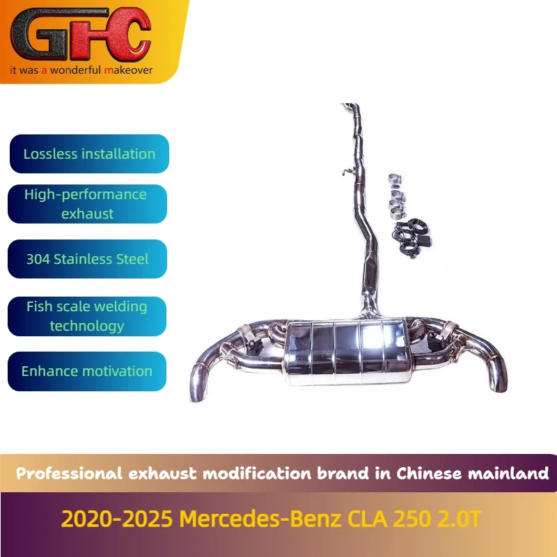 Applicable to the 2020-2025 Mercedes-Benz CLA 250 2.0T 304 Stainless Steel Catback High-performance Exhaust System with Muffler
Applicable to the 2020-2025 Mercedes-Benz CLA 250 2.0T 304 Stainless Steel Catback High-performance Exhaust System with Muffler