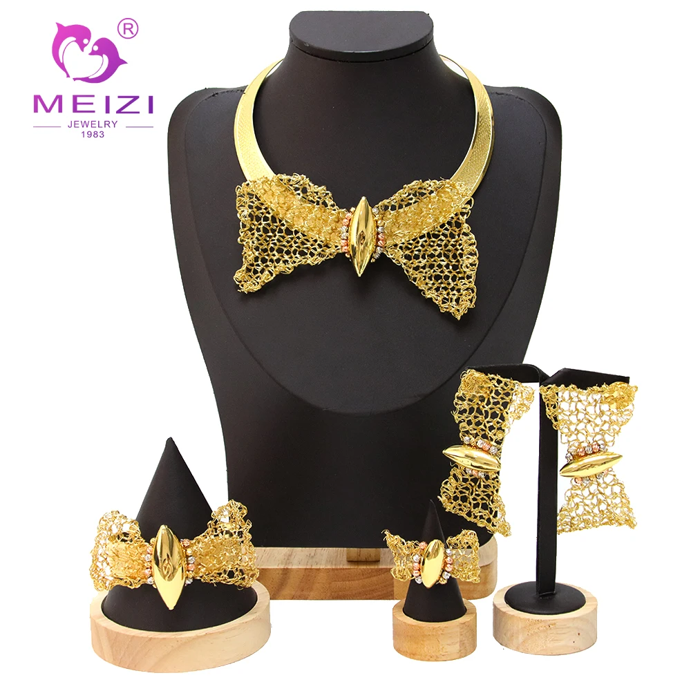 Dubai Gold Plated Jewelry Set Gold Necklace Bracelet Ring Earrings For Women African Bridal 18K Nigerian Wedding Party Adorn
Dubai Gold Plated Jewelry Set Gold Necklace Bracelet Ring Earrings For Women African Bridal 18K Nigerian Wedding Party Adorn