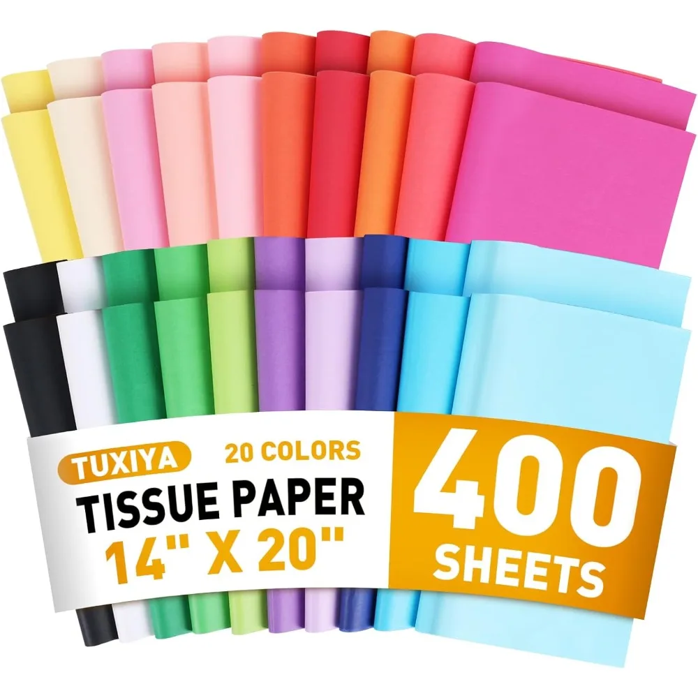 400 PCS Tissue Paper, 20 Colors 14" X 20" Tissue Papers Bulk for Packaging, Colored Tissue Paper for Gift Bags Crafts Birthday Party Flower Decoration
400 PCS Tissue Paper, 20 Colors 14" X 20" Tissue Papers Bulk for Packaging, Colored Tissue Paper for Gift Bags Crafts Birthday Party Flower Decoration