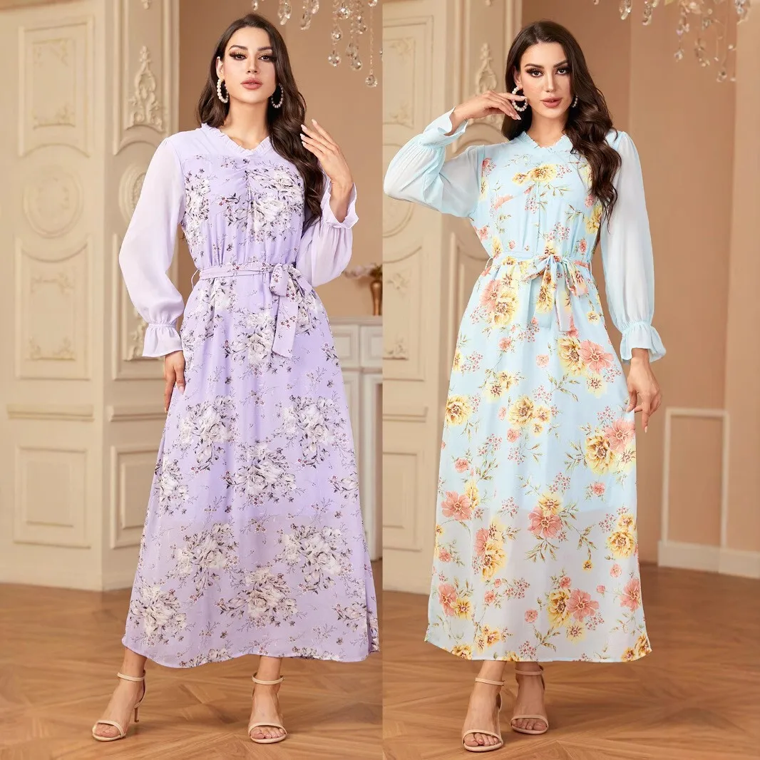 A1504 Women's Elegant Chiffon Printed Patchwork Long Dress 2026 Muslim Long Dress Robe Abaya Ramadan Dubai Luxury Islam Elegant
A1504 Women's Elegant Chiffon Printed Patchwork Long Dress 2026 Muslim Long Dress Robe Abaya Ramadan Dubai Luxury Islam Elegant