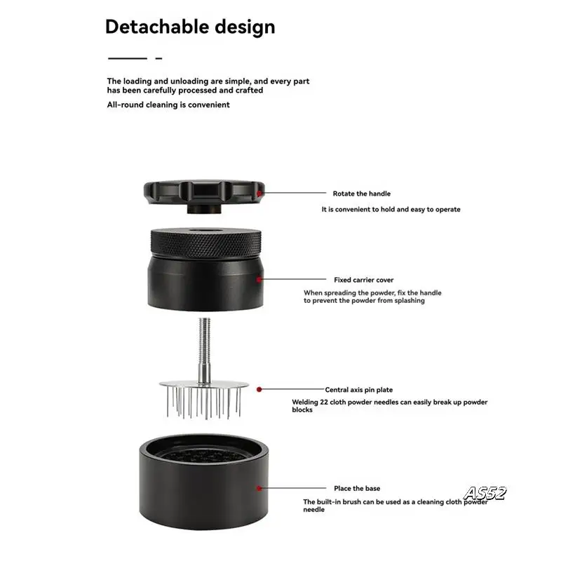 53MM Adjustable Coffee Distributor Anti-Slip Coffee Powder Distributor, Coffee Powder Distributor Needle
53MM Adjustable Coffee Distributor Anti-Slip Coffee Powder Distributor, Coffee Powder Distributor Needle