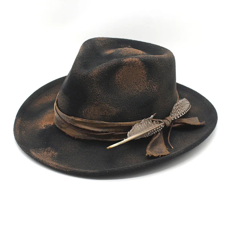 New Arrival Vintage Mens Fedora Firm Wool Women Felt Panama Hat Feather Classic Rancher Hats Wide Brim Women Winter
New Arrival Vintage Mens Fedora Firm Wool Women Felt Panama Hat Feather Classic Rancher Hats Wide Brim Women Winter
