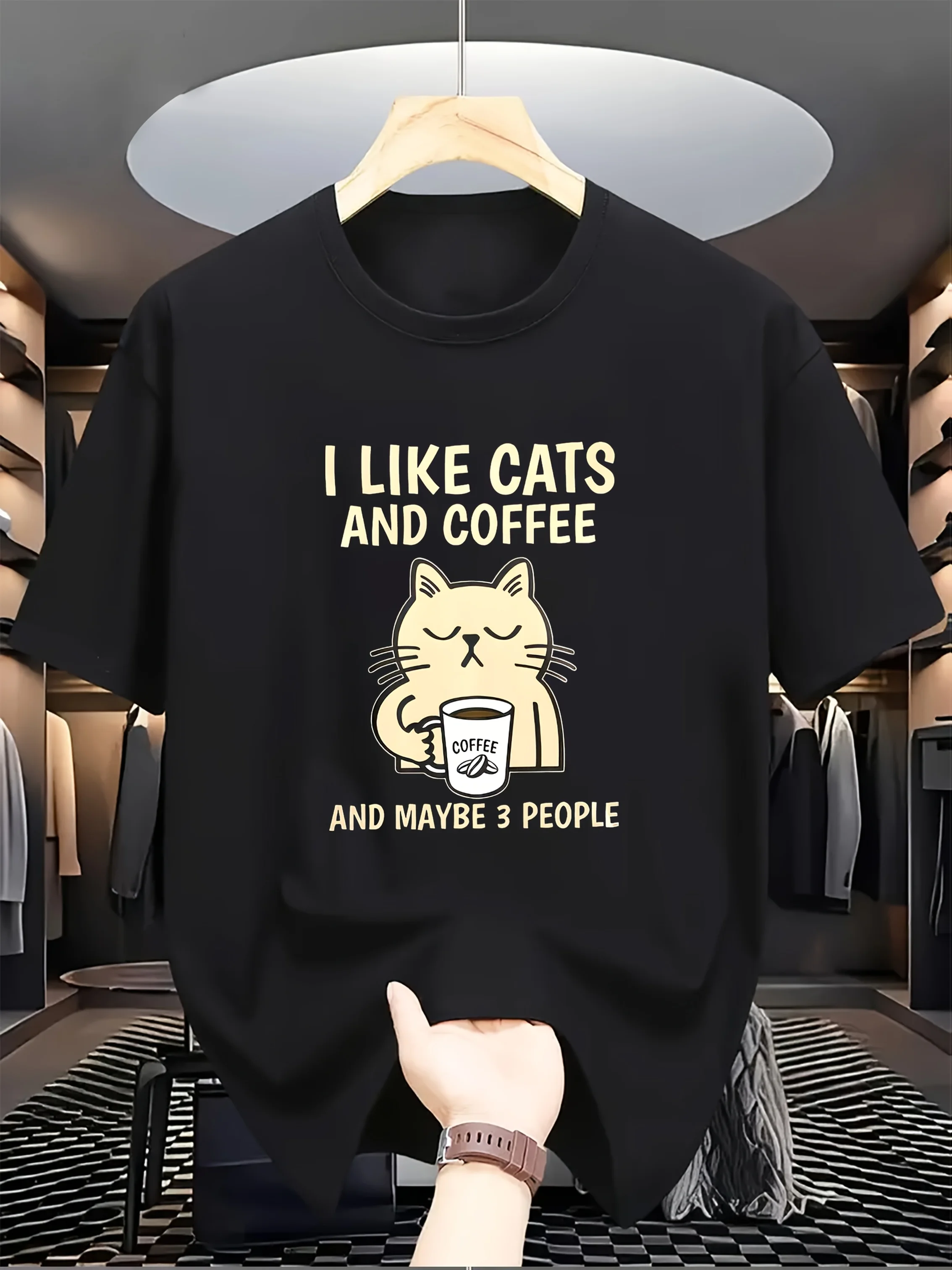 Мужская футболка с рисунком «I Like Cats and Coffee» — повседневная футболка с коротким рукавом
Мужская футболка с рисунком «I Like Cats and Coffee» — повседневная футболка с коротким рукавом
