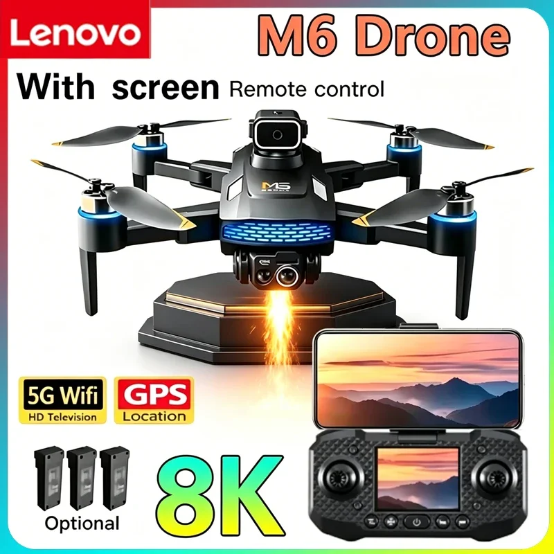 Lenovo M6 Foldable RC Drone 5G WiFi FPV 8K HD Camera With Screen Real Time Transmission Outdoor Flying Toy
Lenovo M6 Foldable RC Drone 5G WiFi FPV 8K HD Camera With Screen Real Time Transmission Outdoor Flying Toy