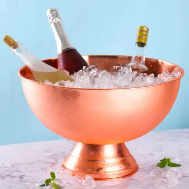Champagne wine ice bucket custom logo 12L stainless steel single wall large capacity covered party bracket hot sale cooling
Champagne wine ice bucket custom logo 12L stainless steel single wall large capacity covered party bracket hot sale cooling