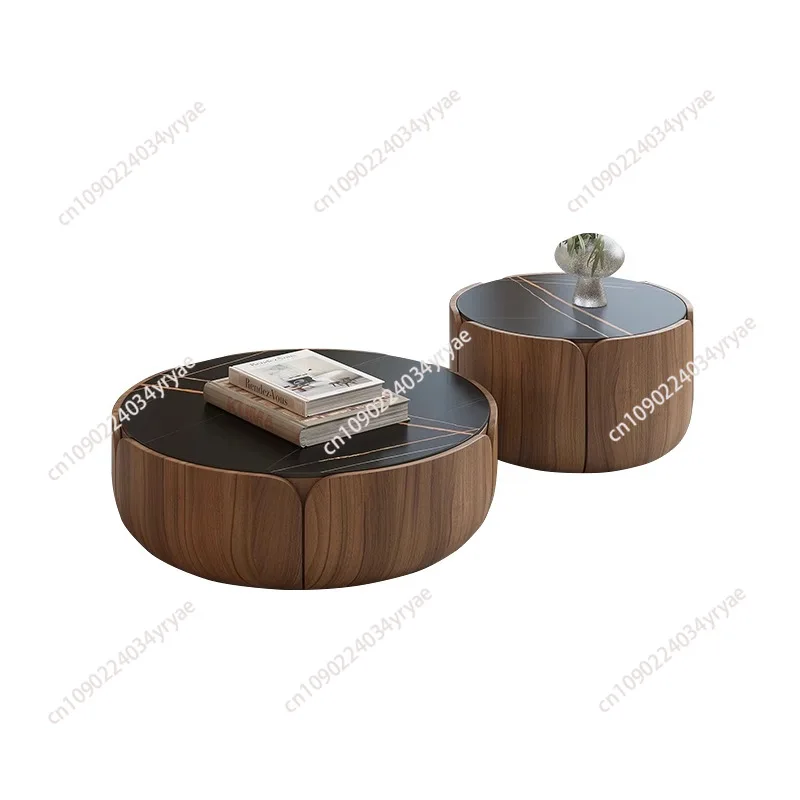 Modern Nordic Black Marble Petal Coffee Table Sintered Stone Slab Round Walnut Wooden Coffee Table Set with Drawer
Modern Nordic Black Marble Petal Coffee Table Sintered Stone Slab Round Walnut Wooden Coffee Table Set with Drawer