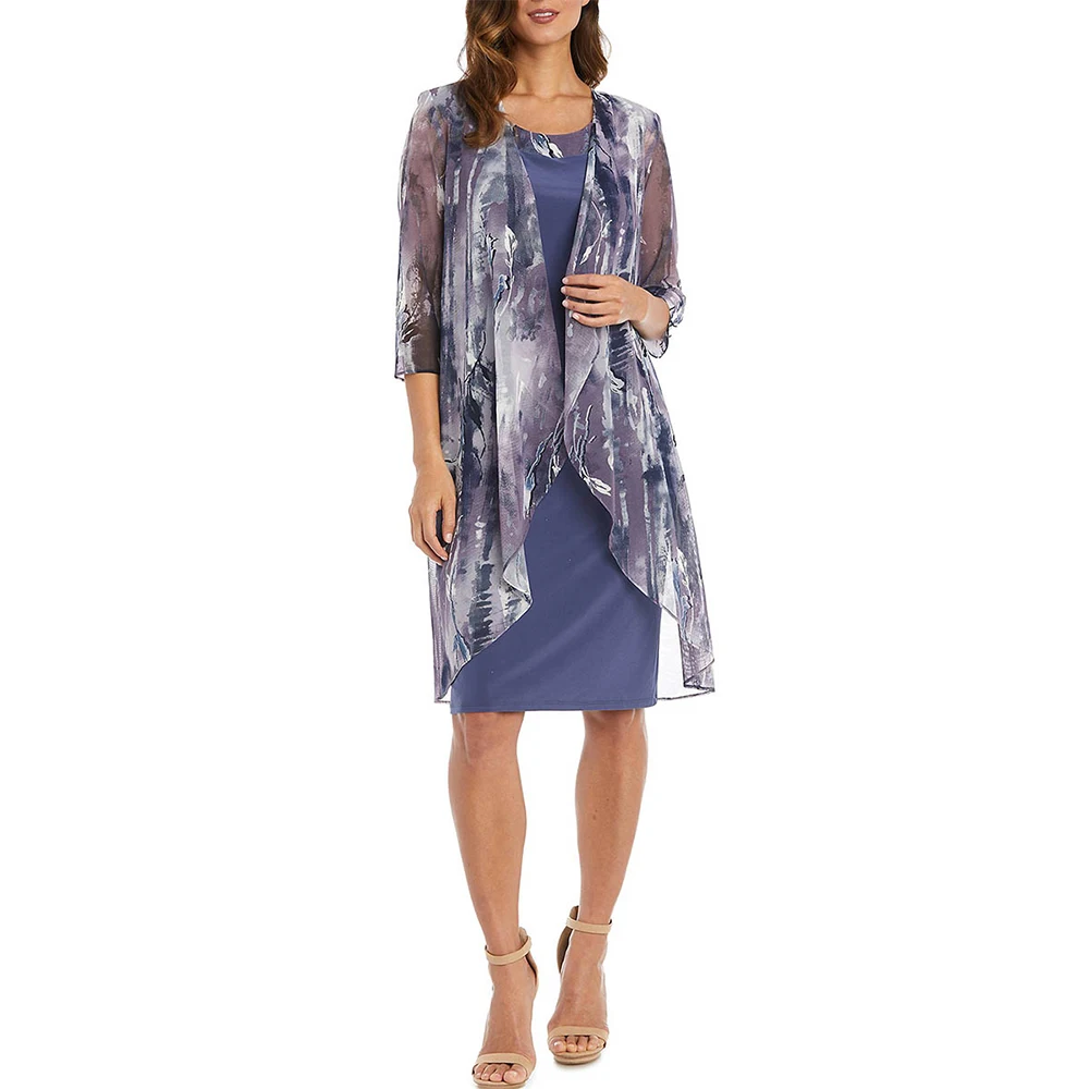 Plus Size Tie Dye Printed Mesh 3/4 Sleeve Knee-length Two Pieces Midi Dresses (Without Necklace)
Plus Size Tie Dye Printed Mesh 3/4 Sleeve Knee-length Two Pieces Midi Dresses (Without Necklace)