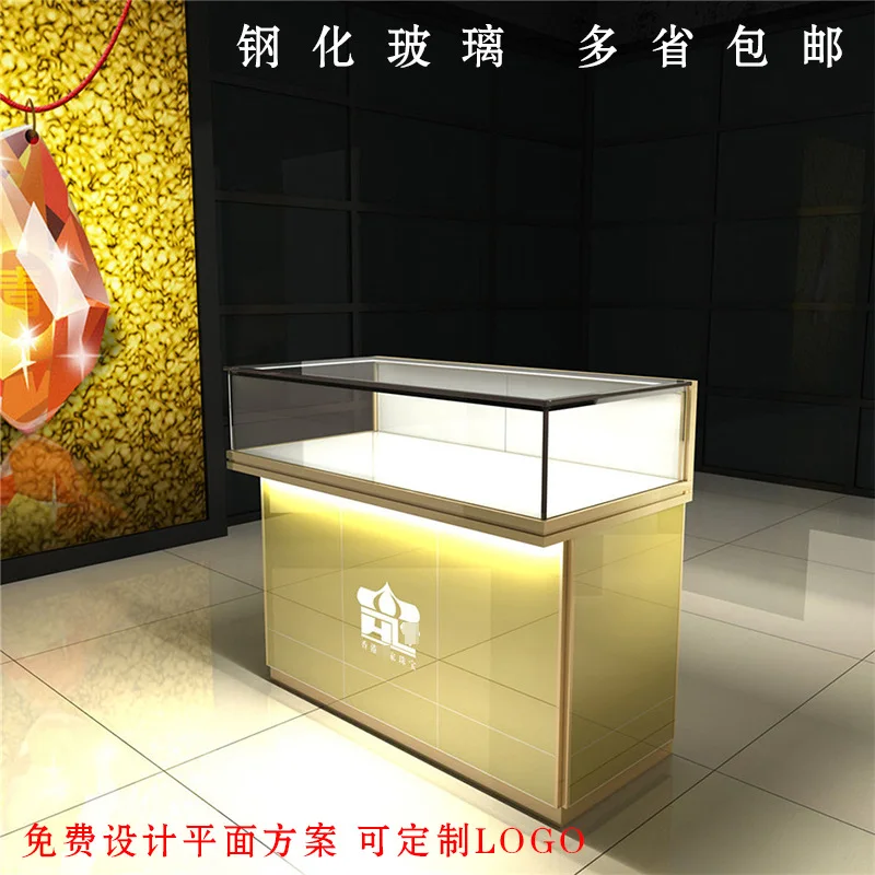 Custom. Gold Display Cabinet Tempered Show Jewelry Ornament Display Cabinet Mall Boutique Display Counter
Custom. Gold Display Cabinet Tempered Show Jewelry Ornament Display Cabinet Mall Boutique Display Counter