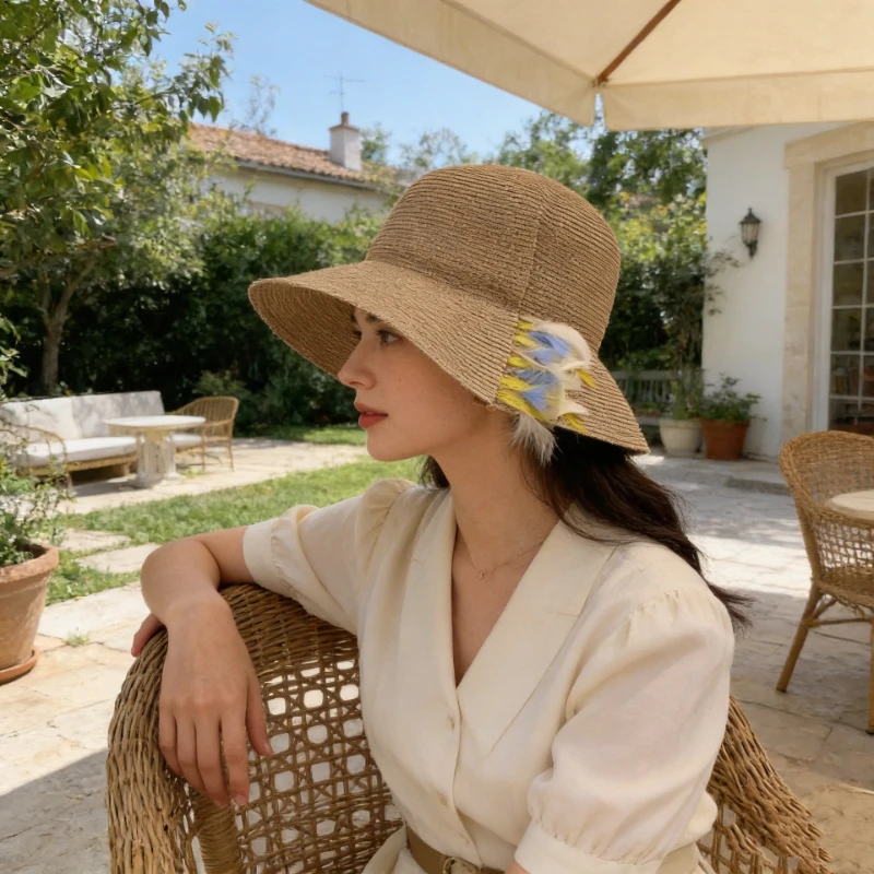 Natural Raffia Hand-woven Sun Hat for Women Summer Sun Protection UV Wide Brim Beach Straw Hat Korean Designer Block Hat
Natural Raffia Hand-woven Sun Hat for Women Summer Sun Protection UV Wide Brim Beach Straw Hat Korean Designer Block Hat