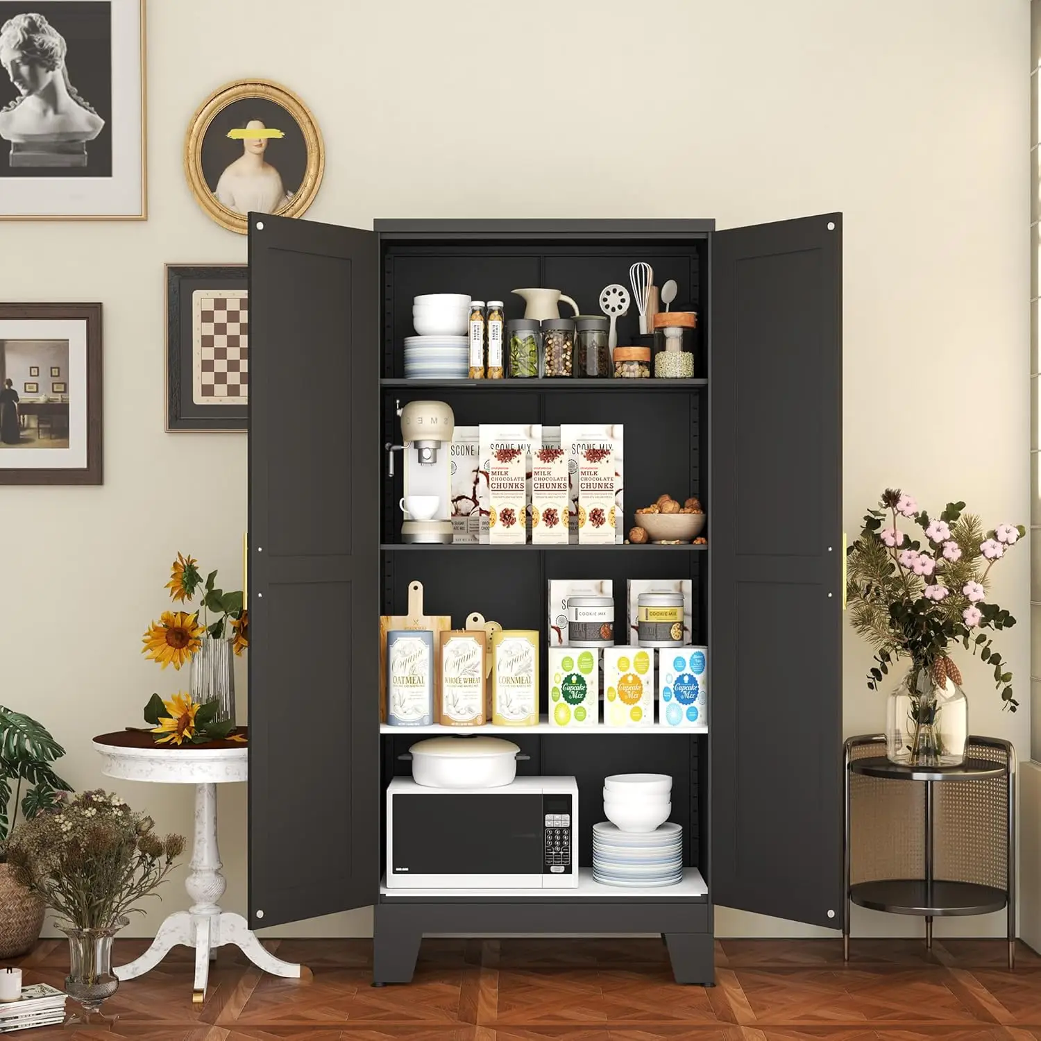 Black Metal Storage Cabinet, 61" Steel Cabinets for Home Office, Kitchen Pantry Storage Cabinet with Doors, Customized
Black Metal Storage Cabinet, 61" Steel Cabinets for Home Office, Kitchen Pantry Storage Cabinet with Doors, Customized