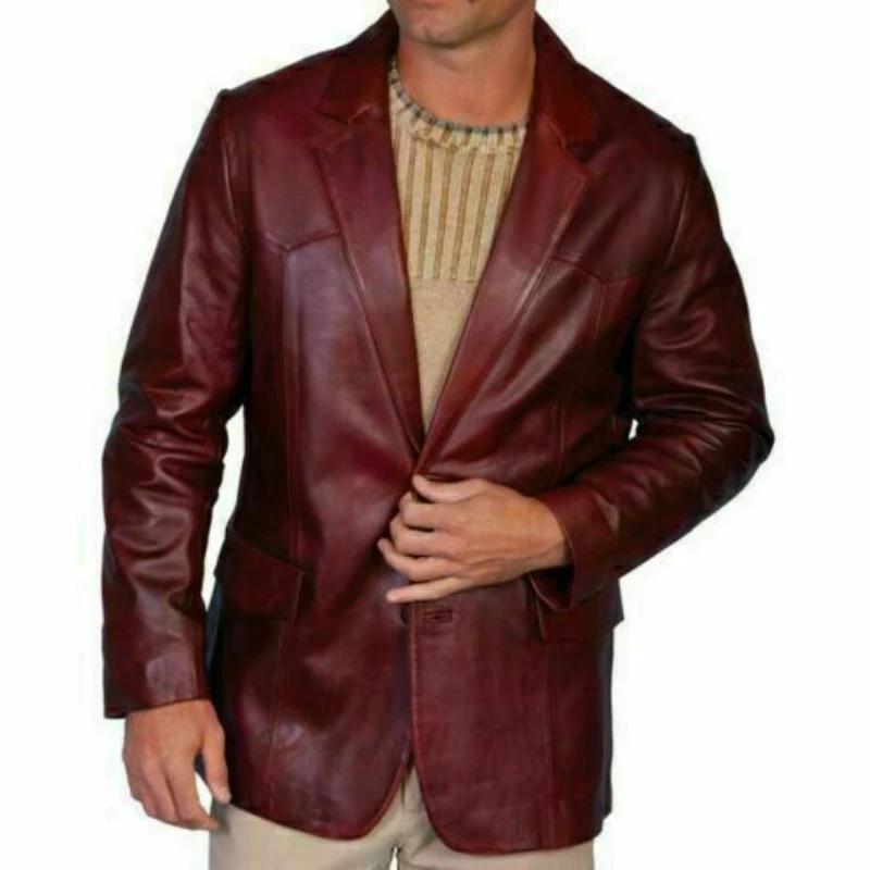 Men Sheepskin Leather Blazer Jacket Two Button Suit Style Red Leather Coat Genuine Leather
Men Sheepskin Leather Blazer Jacket Two Button Suit Style Red Leather Coat Genuine Leather