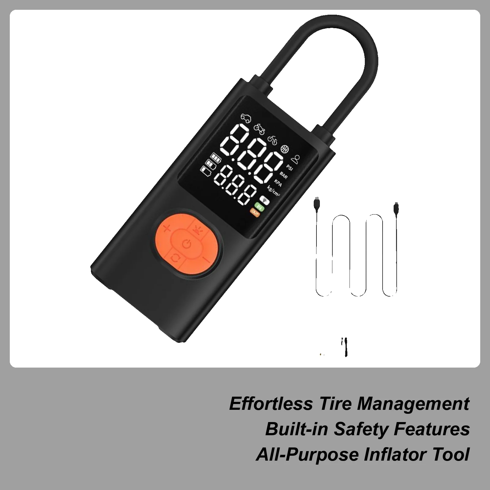 Воздушный насос для автомобильных шин, портативный электрический насос, перезаряжаемый легкий насос для накачивания шин с цифровым манометром для грузовика, велосипедного мяча 
Воздушный насос для автомобильных шин, портативный электрический насос, перезаряжаемый легкий насос для накачивания шин с цифровым манометром для грузовика, велосипедного мяча
