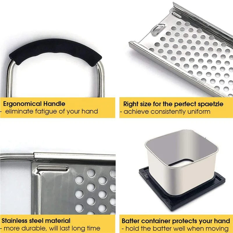 AA49 3X Stainless Steel Spaetzle Maker With Comfort Rubber Grip Handle For Dumpling Noodle
AA49 3X Stainless Steel Spaetzle Maker With Comfort Rubber Grip Handle For Dumpling Noodle