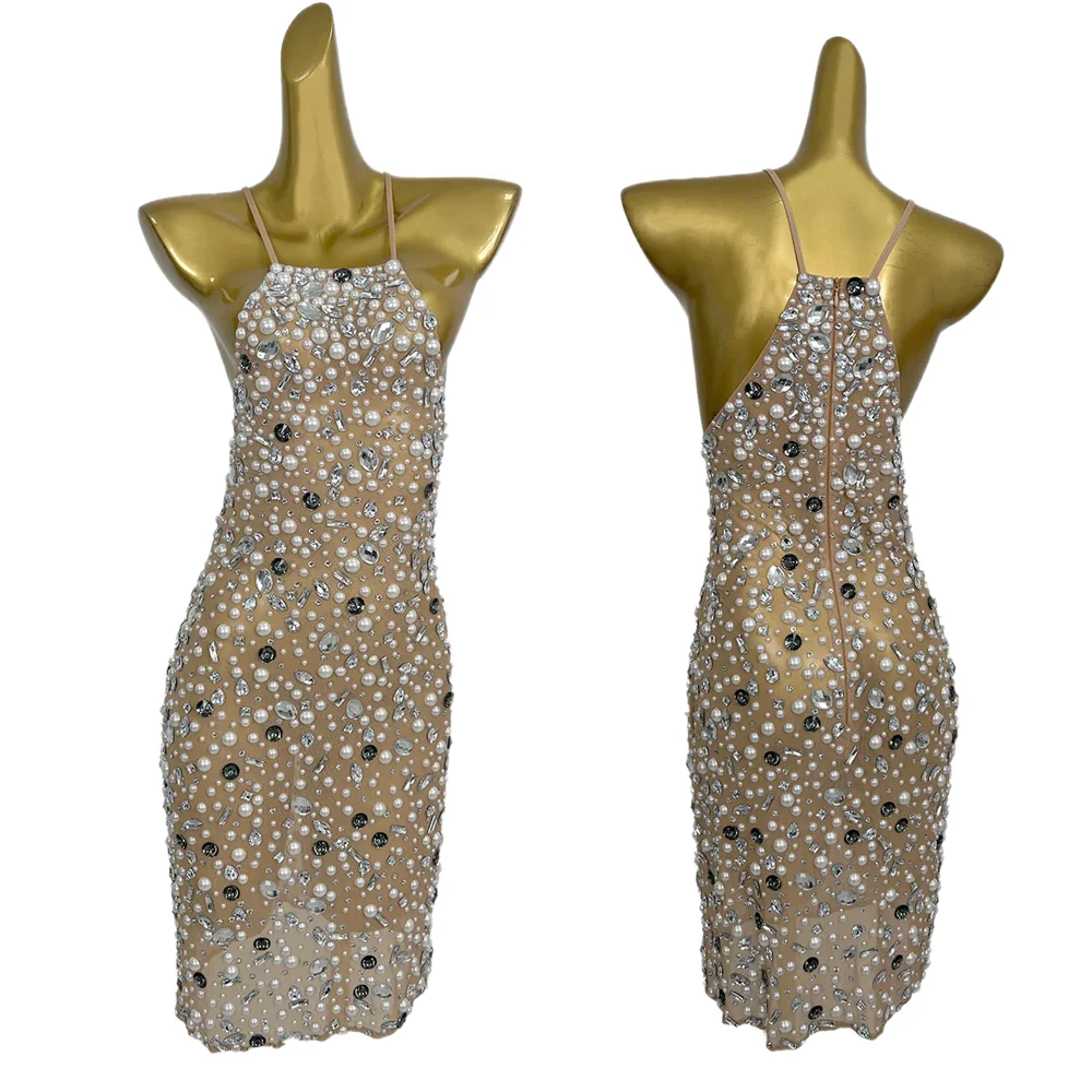 Shiny Sleeveless Pearls Sequin Mini Cocktail Sheath Dress Evening Gowns Party Clothes Women Bodycon Night Club Rhinestone Dress
Shiny Sleeveless Pearls Sequin Mini Cocktail Sheath Dress Evening Gowns Party Clothes Women Bodycon Night Club Rhinestone Dress
