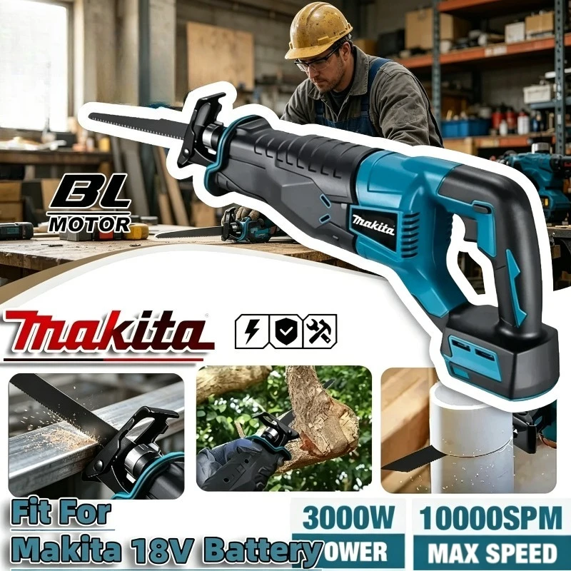 Makita Brushless Cordless Reciprocating Saw Portable Power Tools Reciprocating Saw With 4pcs Saw Blades For Makita 18V Battery
Makita Brushless Cordless Reciprocating Saw Portable Power Tools Reciprocating Saw With 4pcs Saw Blades For Makita 18V Battery