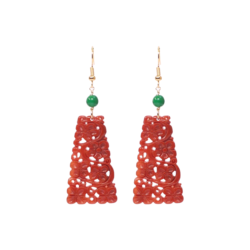 Red earrings, earrings, new Chinese silver needle ear clips, light luxury, high-end jadeite ethnic style woman
Red earrings, earrings, new Chinese silver needle ear clips, light luxury, high-end jadeite ethnic style woman
