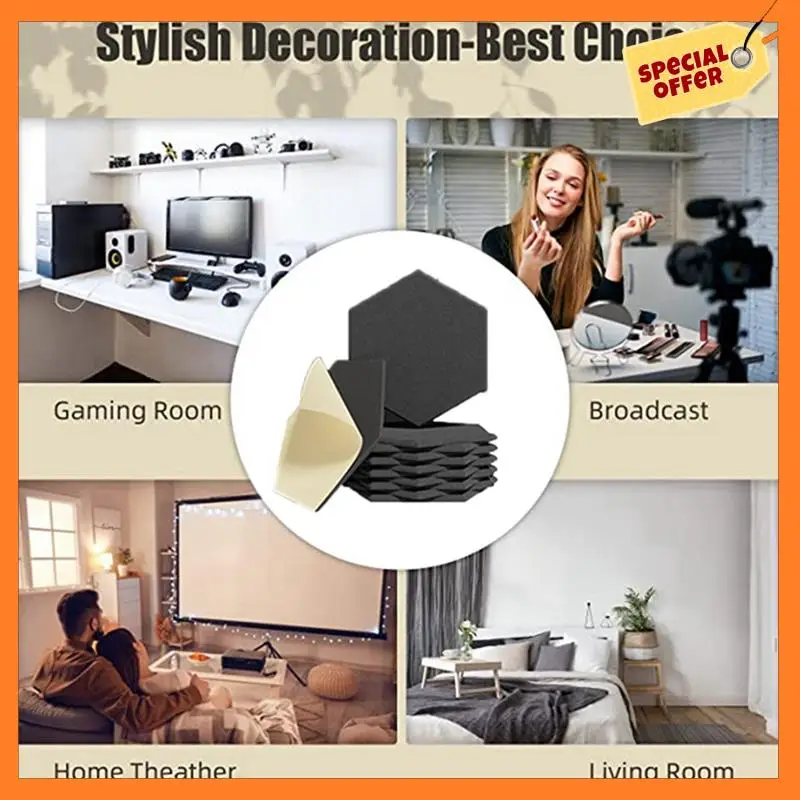 12Pcs Self-Adhesive Acoustic Foam Panel Acoustic Panel Hexagonal Wall Panel For Wall Sound Absorption 
12Pcs Self-Adhesive Acoustic Foam Panel Acoustic Panel Hexagonal Wall Panel For Wall Sound Absorption