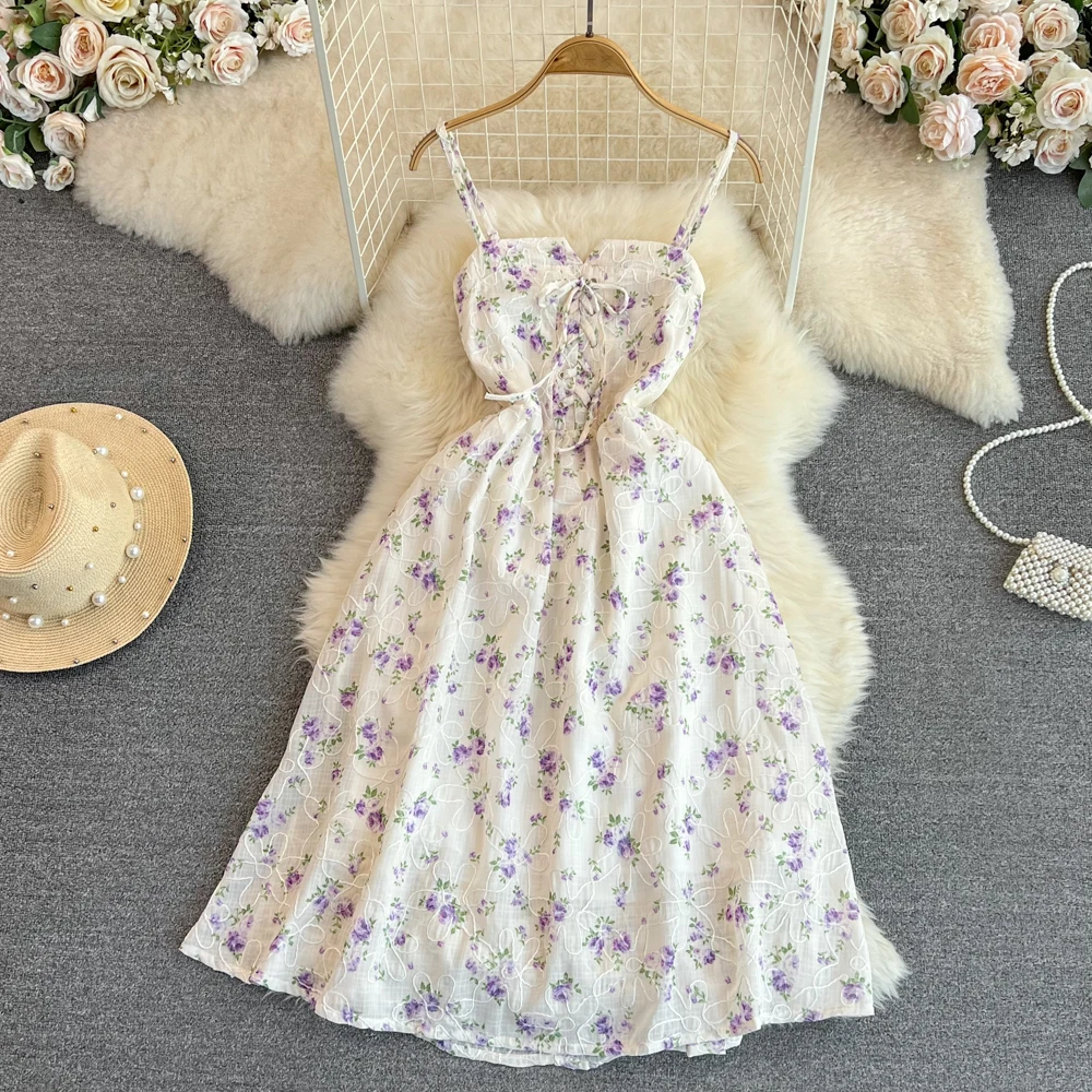 2023 Summer Sweet Girl Style Floral Bra Slip Dress Women's French Skirt Seaside Holiday Waist Close Thin A-line Dress Summer
2023 Summer Sweet Girl Style Floral Bra Slip Dress Women's French Skirt Seaside Holiday Waist Close Thin A-line Dress Summer