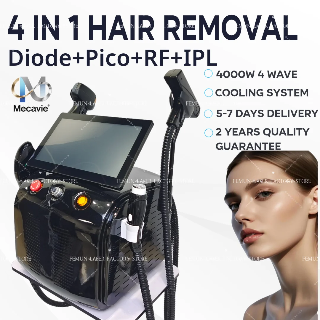 NEW 4-IN-1 Soprano Titanium Ice Platinum Diode 4 Wavelength Laser ND:YAG RF IPL OPT Machine Painless Hair Removal Machine 2025
NEW 4-IN-1 Soprano Titanium Ice Platinum Diode 4 Wavelength Laser ND:YAG RF IPL OPT Machine Painless Hair Removal Machine 2025