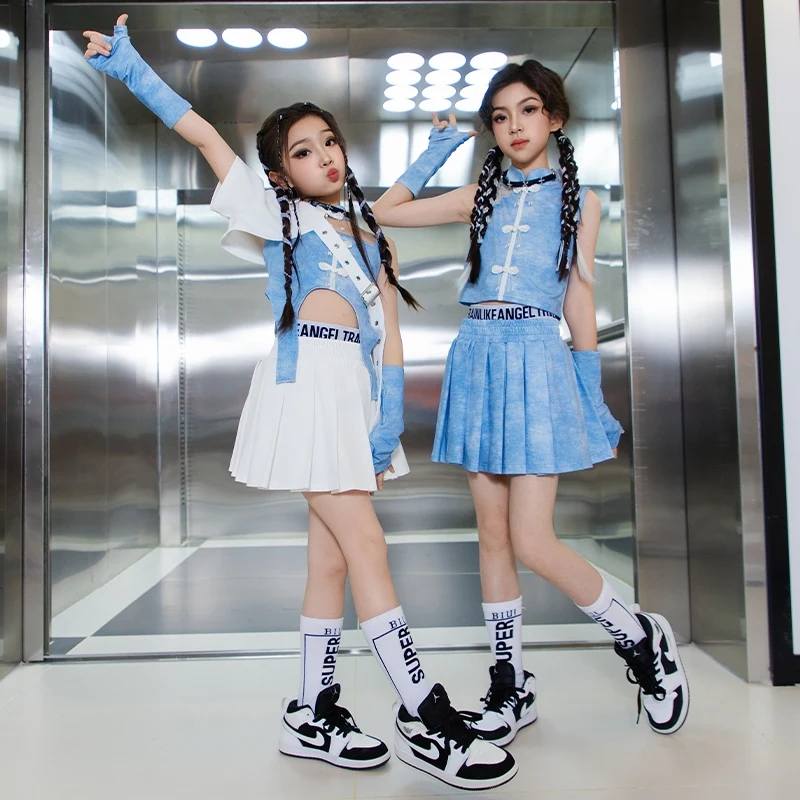 Jazz Dance Kpop Dance Costumes Girls Kids Blue Suit Crop Tops Skirt Streetwear Ballroom Hip Hop Dance Performance Wear DDN20378
Jazz Dance Kpop Dance Costumes Girls Kids Blue Suit Crop Tops Skirt Streetwear Ballroom Hip Hop Dance Performance Wear DDN20378