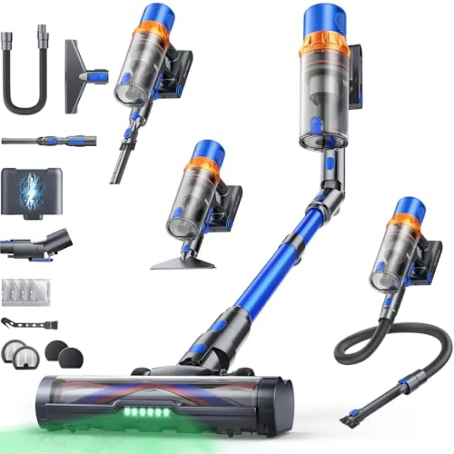 Cordless Vacuum Cleaner for Hard Floor Carpet Pet Hair, 650W/55KPa/70Mins Runtime, Black Plastic with Bendable Wand, Auto Mode
Cordless Vacuum Cleaner for Hard Floor Carpet Pet Hair, 650W/55KPa/70Mins Runtime, Black Plastic with Bendable Wand, Auto Mode