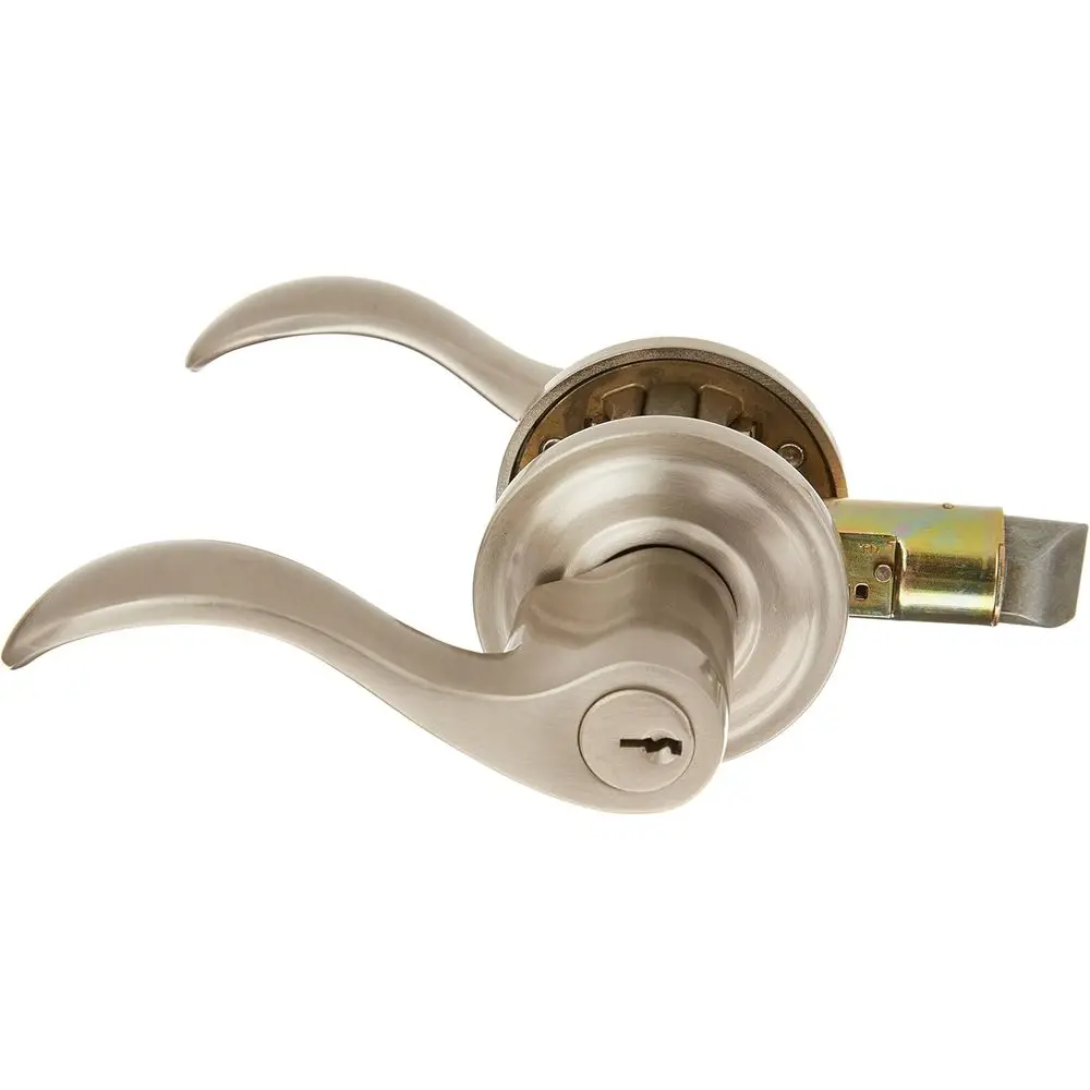 150 Series Curved Entry Lockset with Satin Nickel Finish and Traditional Round Rose, Left Handed
150 Series Curved Entry Lockset with Satin Nickel Finish and Traditional Round Rose, Left Handed