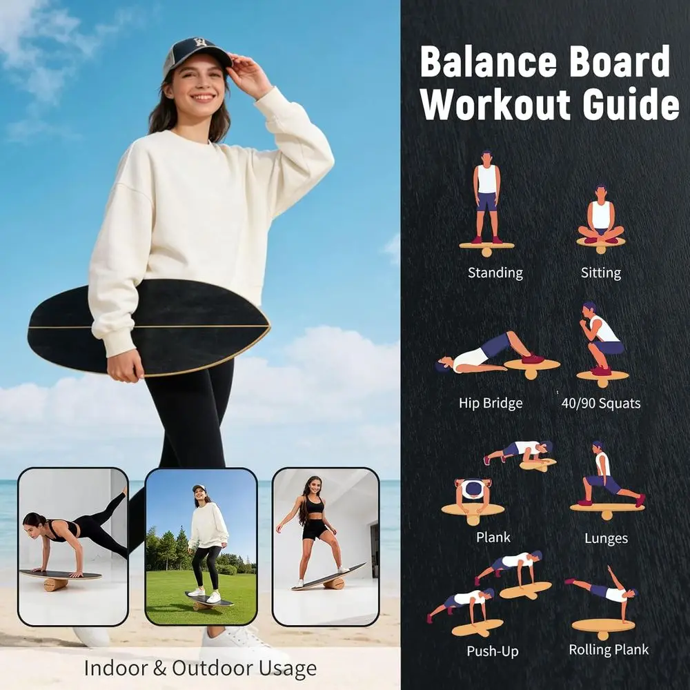 Adult Core Strength Balance Board with Cork Roller and Storage for Exercise and Stability Training
Adult Core Strength Balance Board with Cork Roller and Storage for Exercise and Stability Training