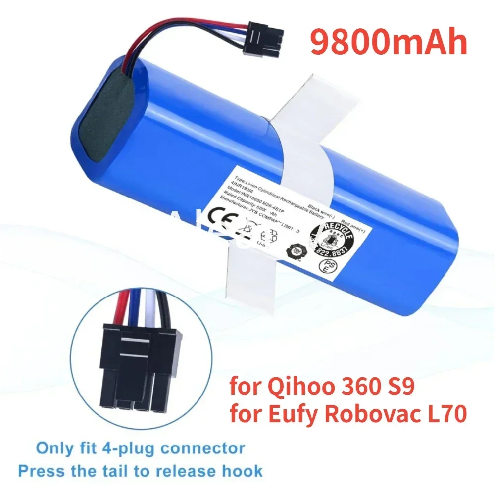 Сменные Аккумуляторы 14,4 В 9800 мАч, аккумулятор для Qihoo 360 S9 Eufy Robovac L70, аксессуары для роботов
Сменные Аккумуляторы 14,4 В 9800 мАч, аккумулятор для Qihoo 360 S9 Eufy Robovac L70, аксессуары для роботов