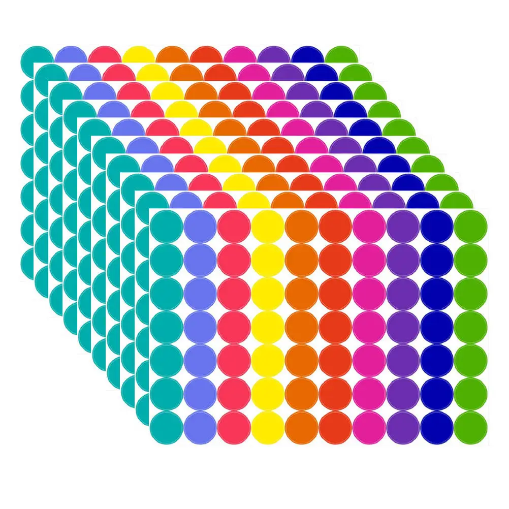 10 Sheets Coated Paper Dot Label Stickers Easy Peel Stick No Residue Colorful Round Coding Labels for Jars Bottles Envelopes
10 Sheets Coated Paper Dot Label Stickers Easy Peel Stick No Residue Colorful Round Coding Labels for Jars Bottles Envelopes