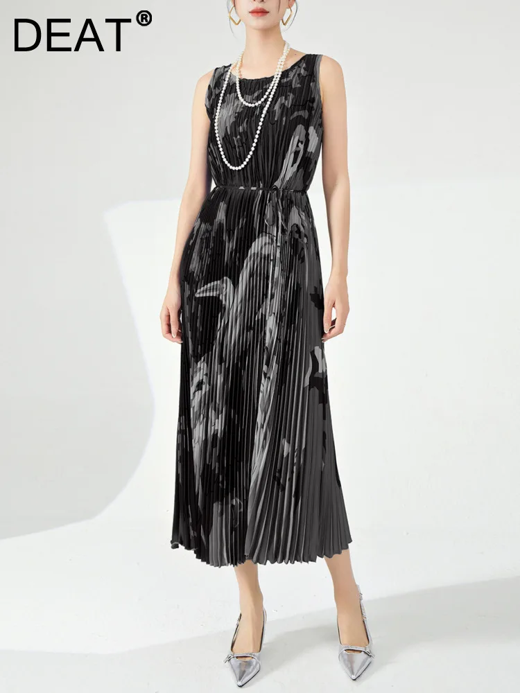 DEAT Pleated Dress Print O-neck Sleeveless Contrast Color Straight Loose Mid-Calf Women's Dresses 2024 Autumn New Tide 15C352
DEAT Pleated Dress Print O-neck Sleeveless Contrast Color Straight Loose Mid-Calf Women's Dresses 2024 Autumn New Tide 15C352