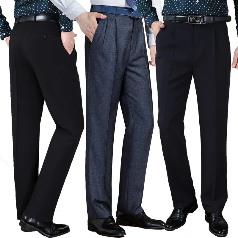 Men High Waist Loose Trousers Business Casual Suit Middle-Aged Mens Suit Pants Autumn Winter Thick Double Pleated Dress Trousers
Men High Waist Loose Trousers Business Casual Suit Middle-Aged Mens Suit Pants Autumn Winter Thick Double Pleated Dress Trousers