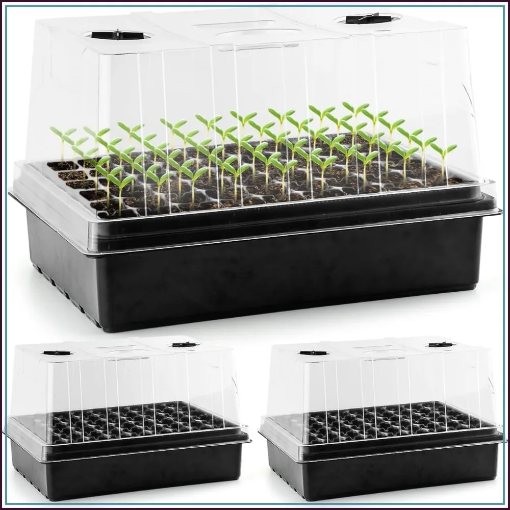 Heavy Duty Seed Starter Trays with 5" Tall Humidity Domes & 2.75" Deep Cells – 3-Pack (162 Cells Total) Reusable Plant Germination Kit, Durable Plastic Seedling Trays for Herbs, Vegetables
Heavy Duty Seed Starter Trays with 5" Tall Humidity Domes & 2.75" Deep Cells – 3-Pack (162 Cells Total) Reusable Plant Germination Kit, Durable Plastic Seedling Trays for Herbs, Vegetables