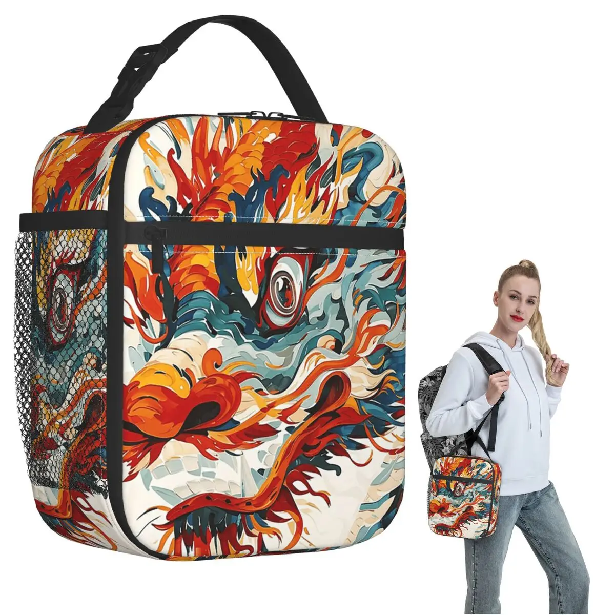 Dragon Head Insulated Lunch Bag for Women Kids Portable Food Boxes Thermal Lunch Box Tote
Dragon Head Insulated Lunch Bag for Women Kids Portable Food Boxes Thermal Lunch Box Tote