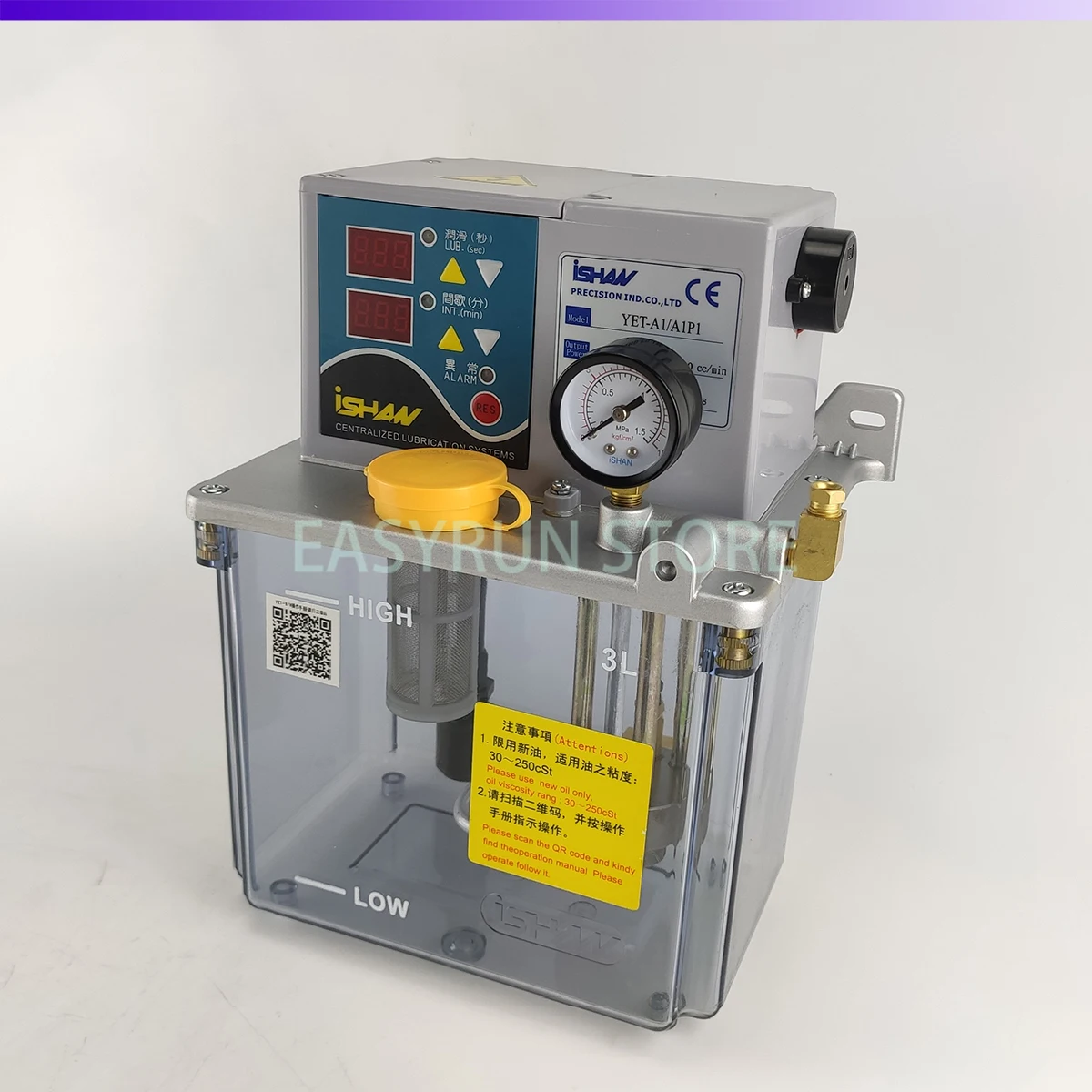 ISHAN Electric Lubrication Thin Oil Pump AC220V 3L Resistance Lubrication System Model YET-A1 for Machine Tool Punch Lubrication
ISHAN Electric Lubrication Thin Oil Pump AC220V 3L Resistance Lubrication System Model YET-A1 for Machine Tool Punch Lubrication