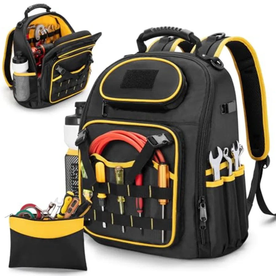 Tool Backpack with a Tool Pouch Heavy Duty Tool Bag with Multiple Pockets Black
Tool Backpack with a Tool Pouch Heavy Duty Tool Bag with Multiple Pockets Black